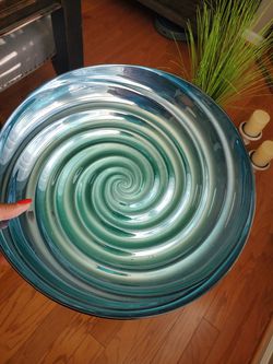 Teal Decorative Glass Plate Pier One. Great Condition. 