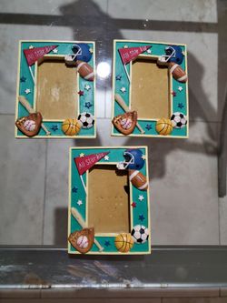 3 small baseball picture frames  sling all 3