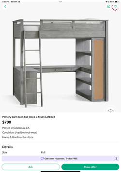 Pottery Barn Sleep & Study Loft Bunk Bed