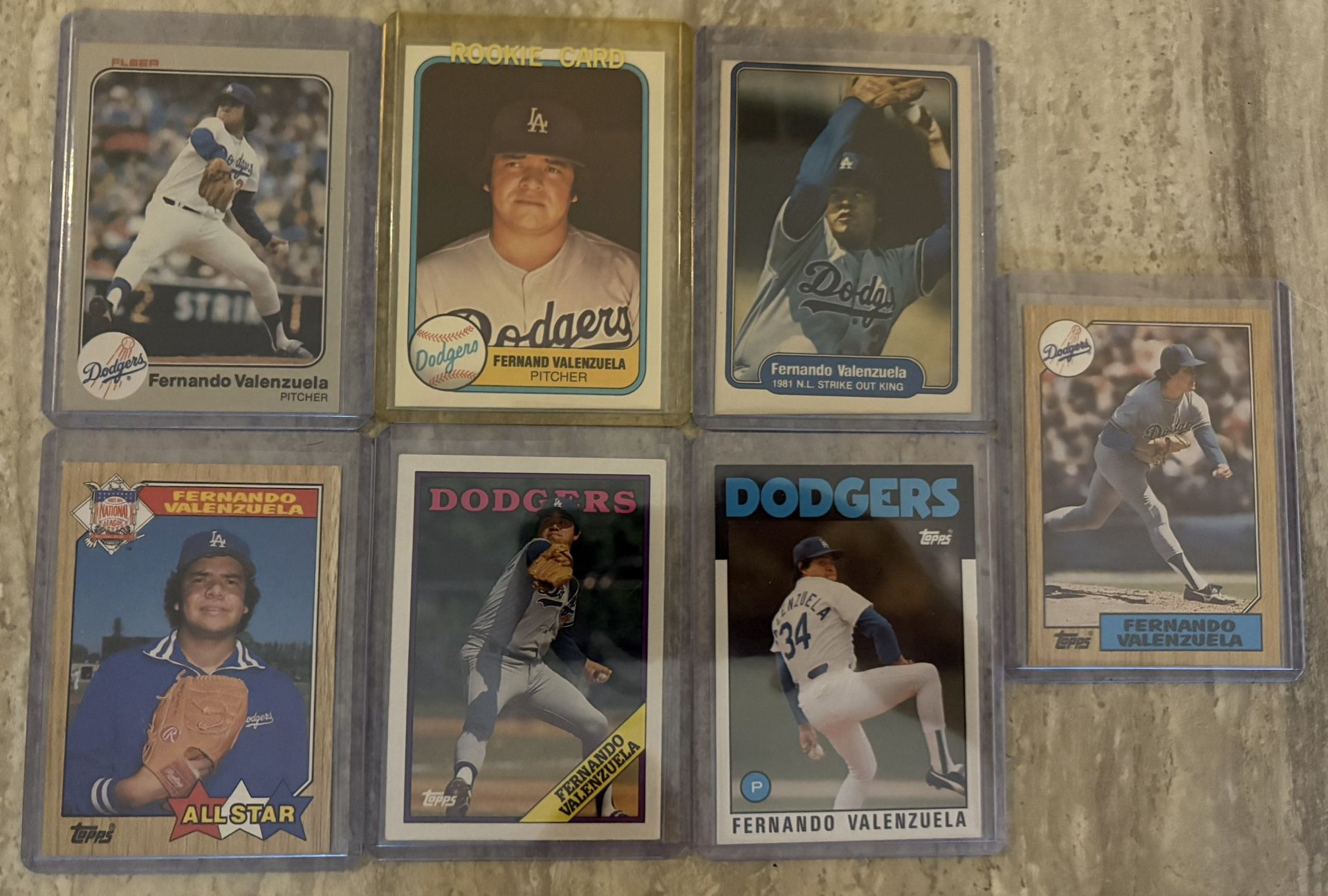 Fernando Valenzuela 7 Card Lot With Rookie Cards Included In Lot . NR-MINT Condition