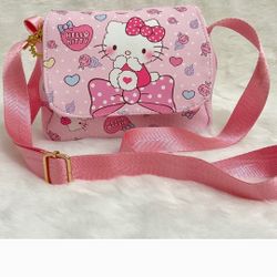 Sanrio Hello Kitty Pink Hand/Cross Bag w/ Double Zipper