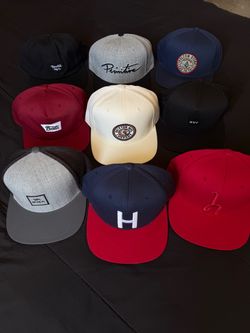 Lot of 9 Snapback Hats – HUF, Brixton, Volcom, RVCA, Primitive