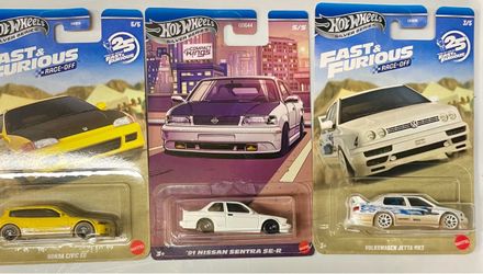 Hot Wheels Silver series Fast & Furious Honda Civic, VW Jetta and 91 Nissan Sentra SE-R