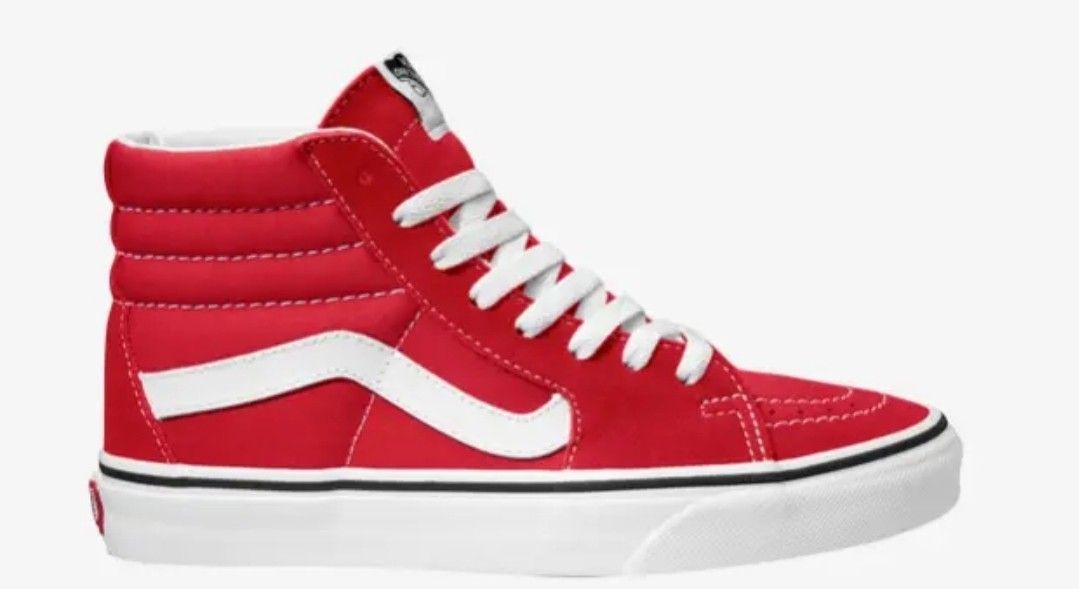 Vans Sk8-Hi Crimson Red/White Classic Hi Top Unisex Sneakers Sz 2 Vans Old Skool