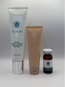 VI Peel Original .16 fl oz / 5 ml + VI Derm Post-Treatment Repair Cream .75 FL + VI Derm SPF 50 Daily UV Defense Sunscreen 2 fl. oz.