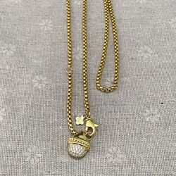 David Yurman's Classic Pendant Nut Is Studded With Sparkling Gold-Tone Cuban Necklace 