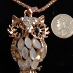 Rose Gold Owl With  A 27" Rose Gold Chain 