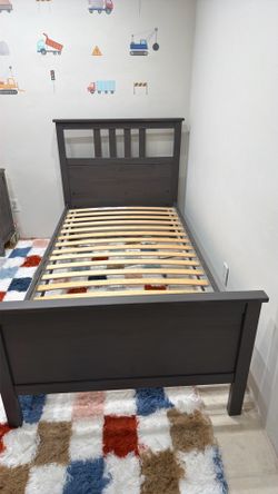 Hemnes Twin Bed frame gray with slatted bed base