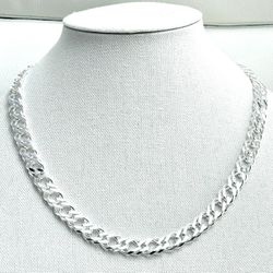 Italian Sterling Silver Rombo double link chian  - 10 mm - 22 inches - 80 grams