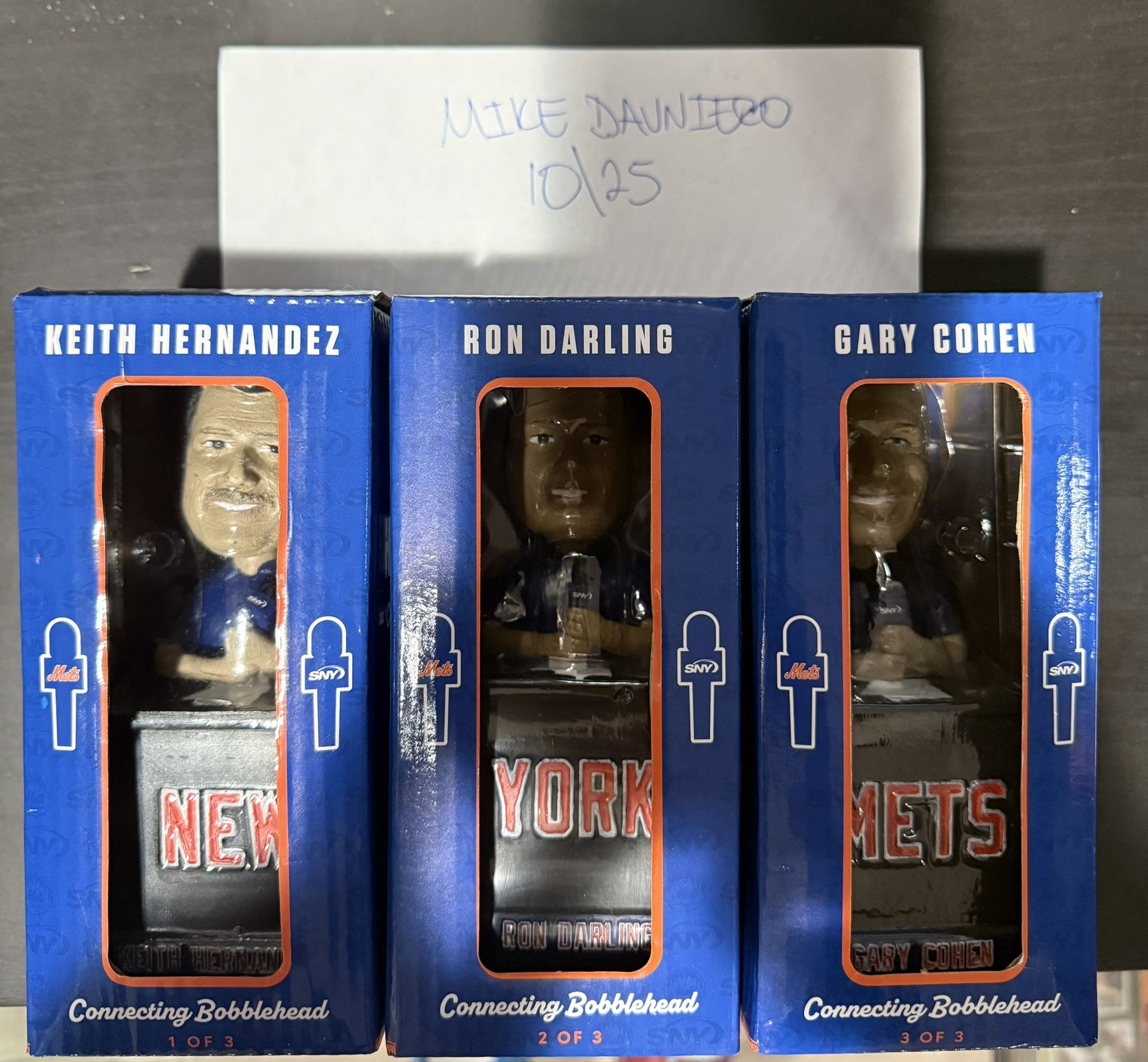 Gary Cohen, Ron Darling, Keith Hernandez Mets SGA Bobblehead Set