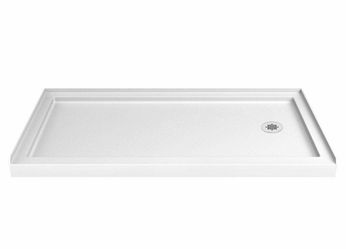 SlimLine 60 in. x 32 in. Single Threshold Shower Pan Base in White with Right Hand Drain