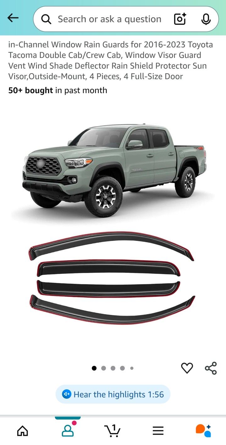 Toyota Tacoma Rain Guards Visors Window 