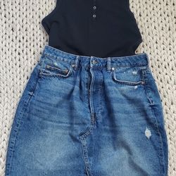 H&M Skirt + Forever 21 Body Suit