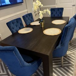 Blue Velvet Dinning Room Chairs 