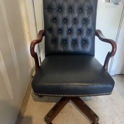Leather Wingback Rolling Chairs 