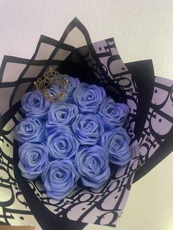 Luxury Blue Glitter Flower Bouquet