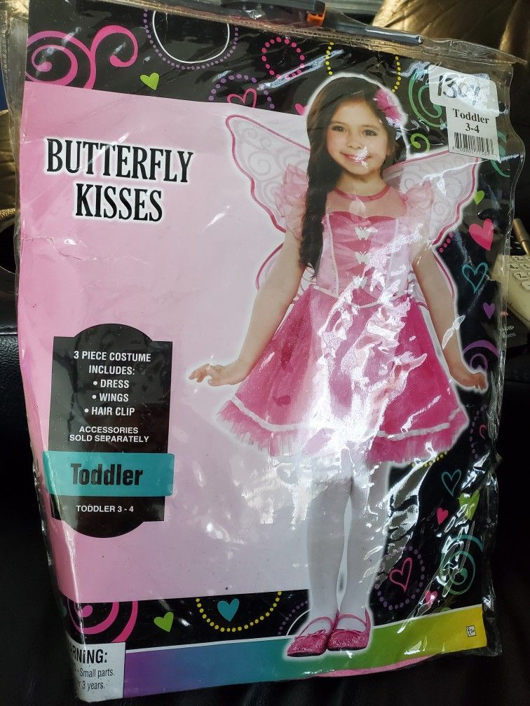 Butterflies Kisses Toddler Girls Halloween Costume Size 2-3