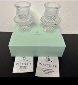 PartyLite Lead Crystal Glass Votive Holders Set of 2