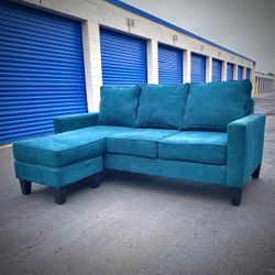 Teal Modern Reversible Chaise Sectional Sofa
