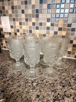 Set of 6 Vintage Anchor Hocking Wexford Water Goblets