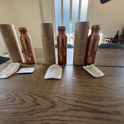 Lot Of 3 Assorted New Tamra Copper Water Bottles In Packaging 