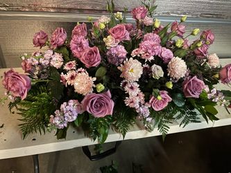 Lilac casket arrangement