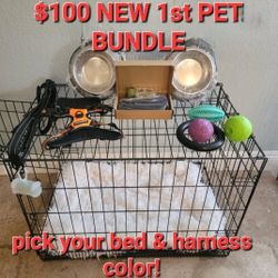 Brand New In Box! 30" Dog Crate Alone $50/ New Pet Package $100 Crate Bed Bowls Toys Leash Harness & More! Jaula De Mascota Paquetes Dog Cages  Kennel