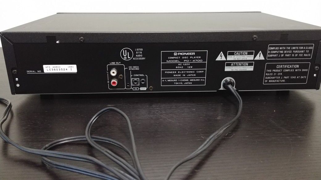 Vintage Pioneer PD4700 Single Compact Disc CD Player Audio Home