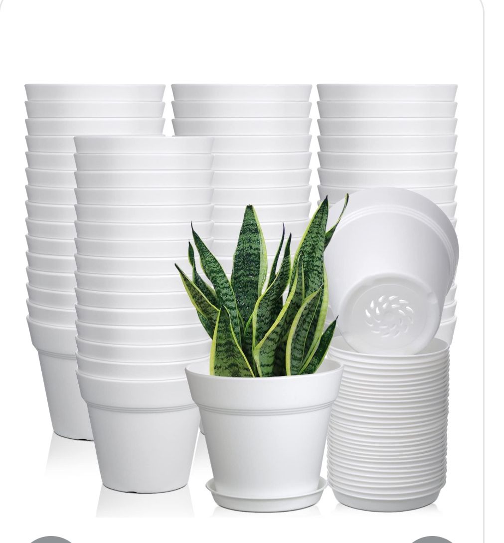 Mumufy 54 Pack 4 Inch Plant Pots Bulk Small Planter With Drainage Hole And Saucer Small Plastic Pots For Flowers Succulent Cactus And All House Indoor