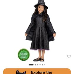 Wicked deluxe Elephaba costume 4-6x With broom