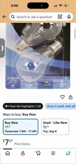 Feit Electric Bp40a15n/Cl/Cf 40 Watt Clear Ceiling Fan Light Bulb 2 Count 6 packs new in box $30
