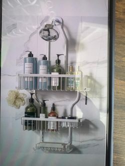 Shower organizer that never rusts three levels silver color