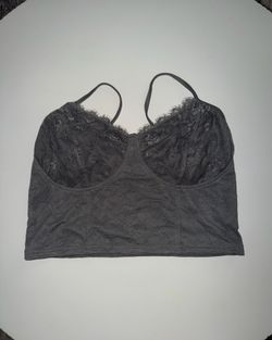 Klassy Network Lace Bralette Bra Gray XL Wireless Pullover Adjustable Straps