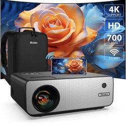 Projector with Wifi and Bluetooth, 700 ANSI Portable Outdoor Projector 4K, Tkisko Native 1080P Video Projector, Movie Projector for Outdoor Use, Compa