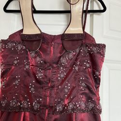 Now There Is Two Items A Beautiful Evening, Dress And Evening Shoes The Shoe Size 7 The Dress Size 12 The Color Is Burgundy Both For$200 Total 