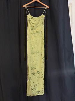 Green Sequin Floral Maxi Formal Gown
