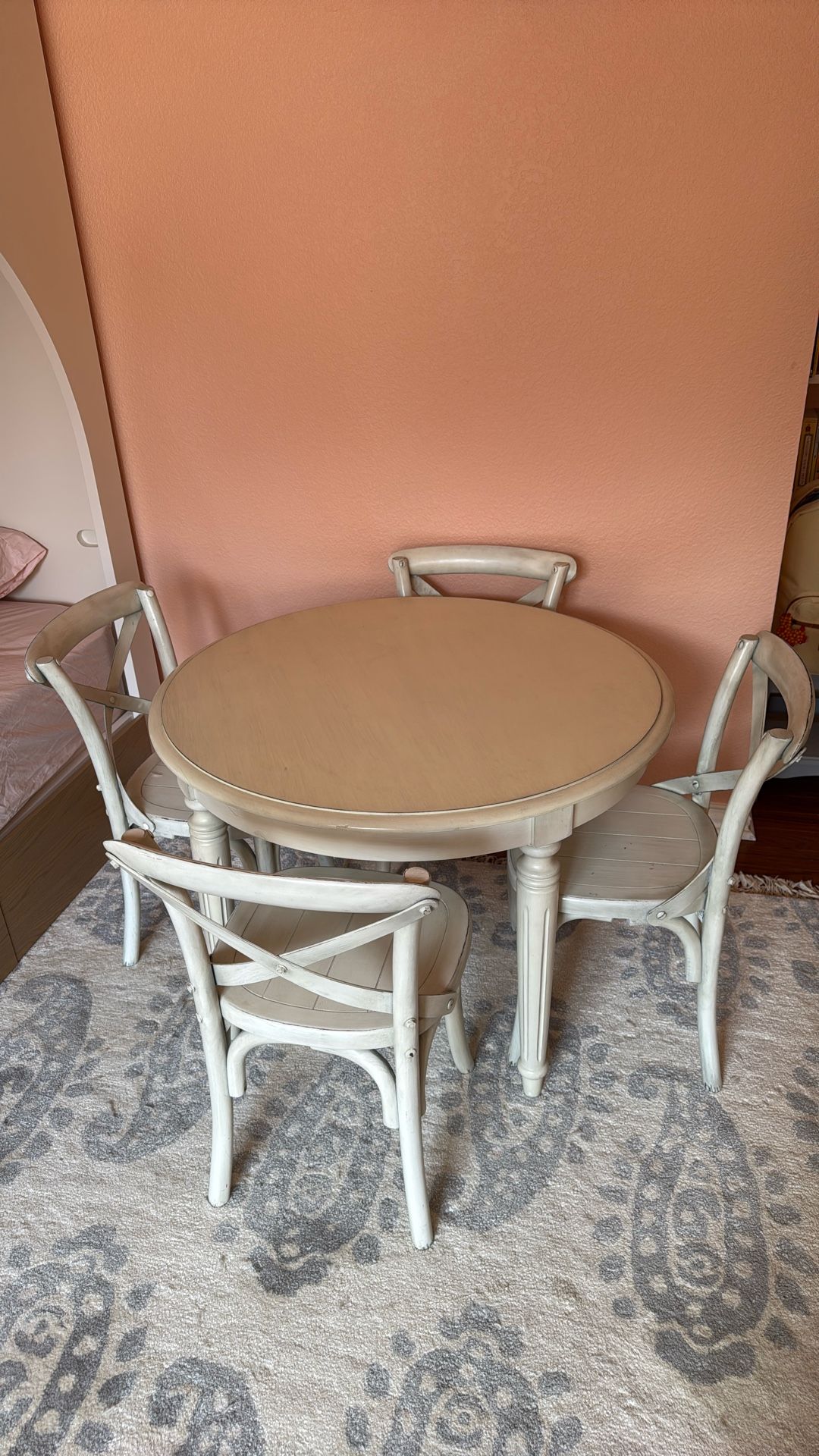 RH Restoration Hardware Baby and Child Empire Round Play Table And Madeleine Play Chairs