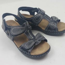Clarks Collection Womens Sandals Heel Strap Shoes Black Size 6.5 W