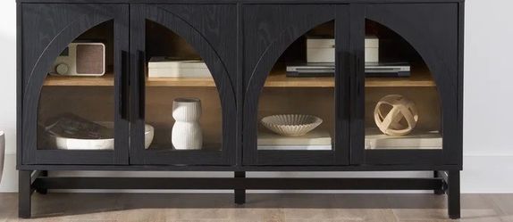 Better Homes & Gardens Juliet Arch TV Stand for TVs up to 65 in, Black Wood Finish