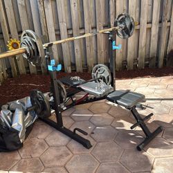 Bench With Weighs And Olympic Barbell 
