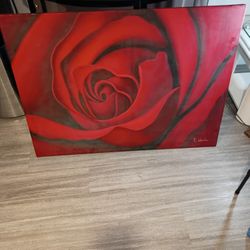 Large Red Rose Canvas Painting – Bold & Beautiful Wall Art