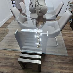 Glass and Metal Dining Table