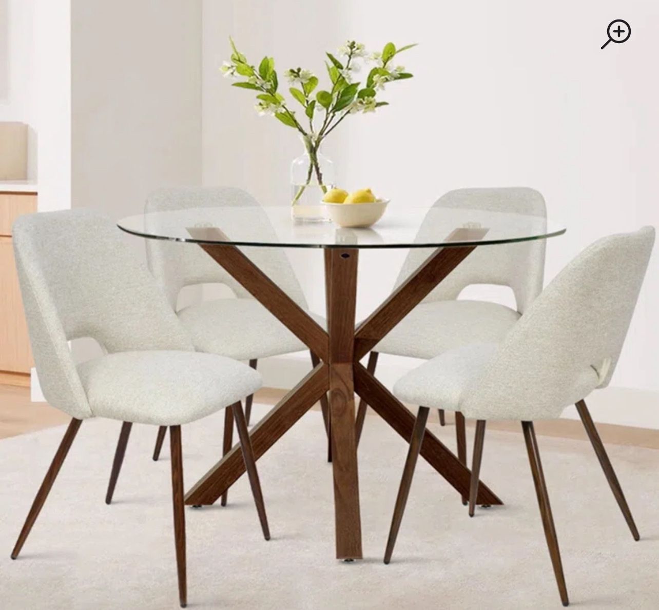 Aunnika 5-Piece 40 Inch Round Glass Dining Table Sets