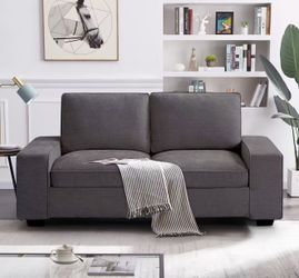 71.25 Inch 2-Seater Sofa, Soft and Comfortable, Small Sofa, Suitable for Living Room, Bedroom, Removable Back Cushion, dark grey $220