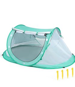 Orzbow Baby Beach Tent, Large Pop-Up Tent with Mosquito Net, UPF 50+ UV Protection, Portable Sun Shelter with Carry Bag and 4 Stakes, Essential