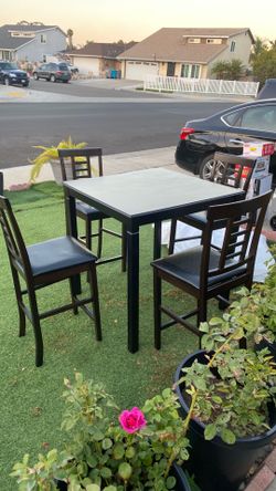 Dining set 4 chairs, dark brown/chocolate