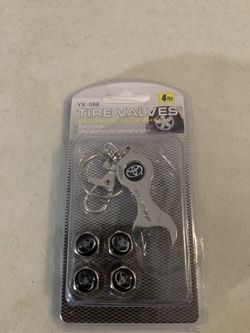 Toyota tire valve covers with keychain wrench