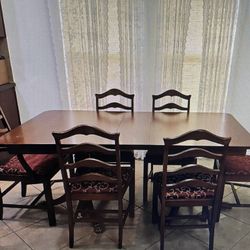 Dining room table with six chairs
