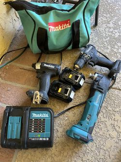Makita impact and drill and multi tool with charger and two batteries