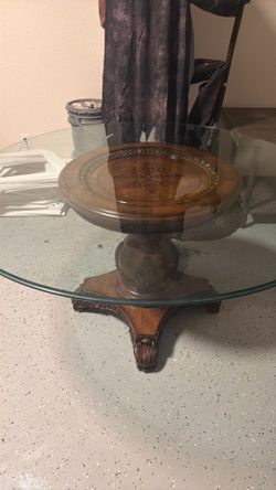 Round glass dining table five chairs